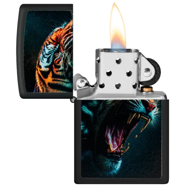 Brichetă Zippo Fierce Tiger Design Black / Alamă photo 1