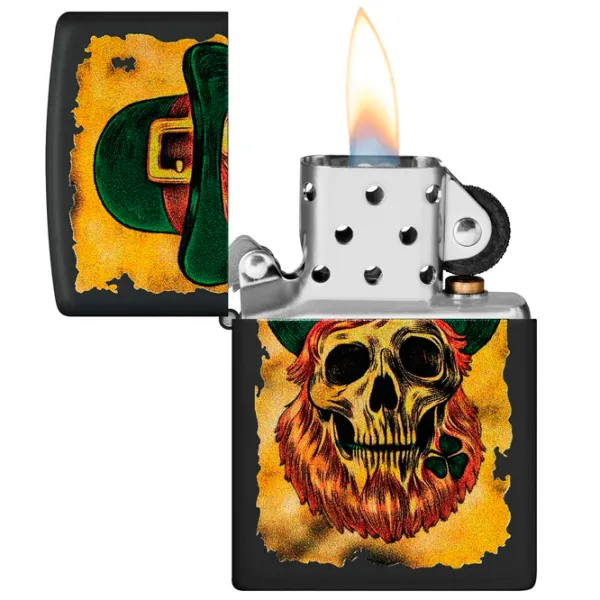 Зажигалка Zippo Leprechan Skull Design Черный / Латунь photo 1