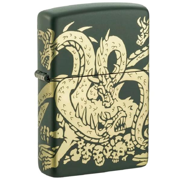 Brichetă Zippo Dragon Design Green / Alamă photo 2