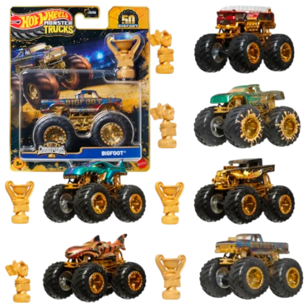 Set de mașini Hot Wheels Monster Trucks – BIGFOOT JDV96  / / Auriu Multicolor photo 1