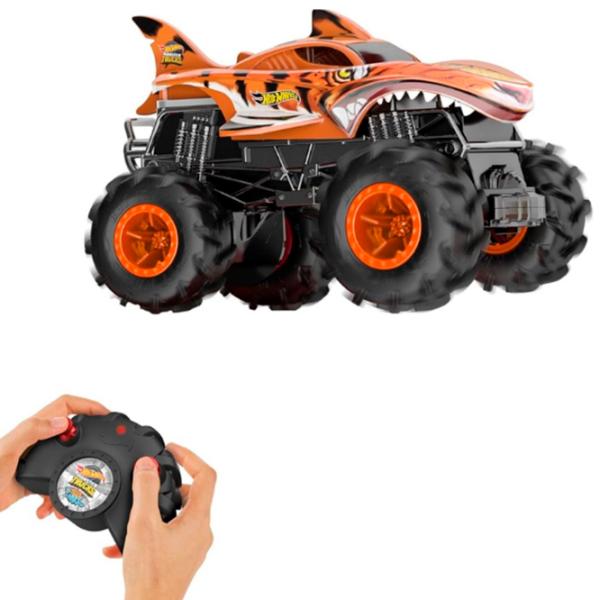 Mașină Hot Wheels HW Tiger Shark HNV03 8 km/h / 2.4 GHz / White Orange photo 4