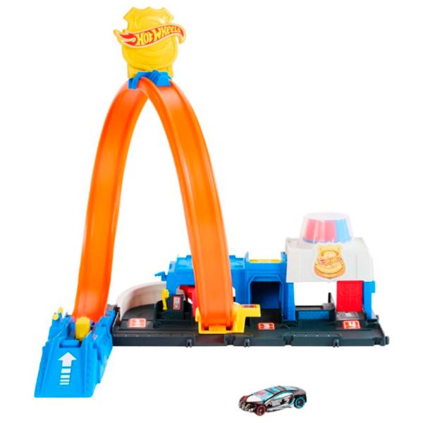 Pistă auto Hot Wheels Super Police Station JBM71  / / Yellow Blue photo 2 Pistă auto Hot Wheels Super Police Station JBM71  / / Yellow Blue photo 2