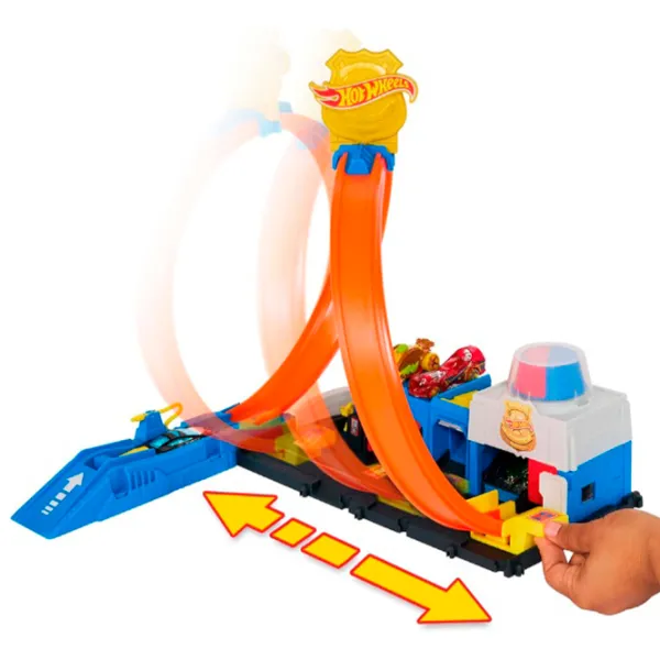 Pistă auto Hot Wheels Super Police Station JBM71  / / Yellow Blue photo 4 Pistă auto Hot Wheels Super Police Station JBM71  / / Yellow Blue photo 4