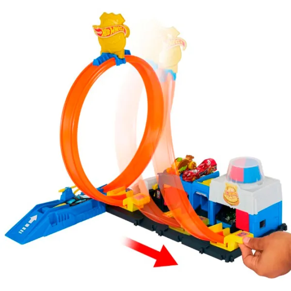 Pistă auto Hot Wheels Super Police Station JBM71  / / Yellow Blue photo 5 Pistă auto Hot Wheels Super Police Station JBM71  / / Yellow Blue photo 5