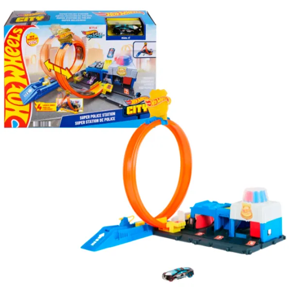 Pistă auto Hot Wheels Super Police Station JBM71  / / Yellow Blue photo 6 Pistă auto Hot Wheels Super Police Station JBM71  / / Yellow Blue photo 6