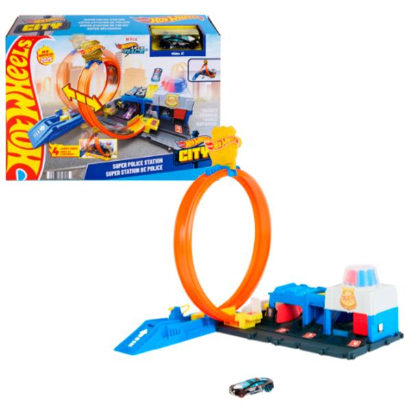 Pistă auto Hot Wheels Super Police Station JBM71  / / Yellow Blue photo 6 Pistă auto Hot Wheels Super Police Station JBM71  / / Yellow Blue photo 6