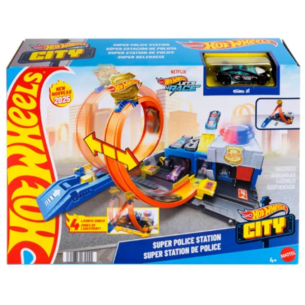 Pistă auto Hot Wheels Super Police Station JBM71  / / Yellow Blue photo 7 Pistă auto Hot Wheels Super Police Station JBM71  / / Yellow Blue photo 7