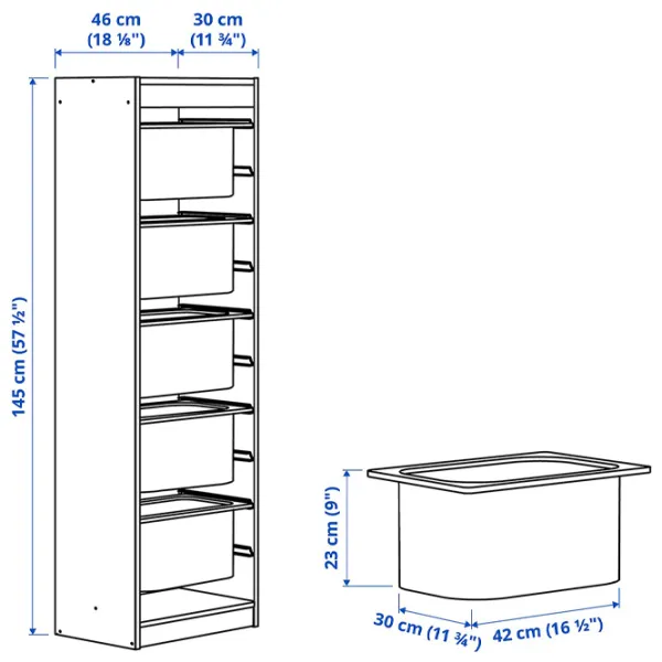 Стеллаж Ikea Trofast 5 145 x 46 x 30см cm / ЛДСП / White photo 2