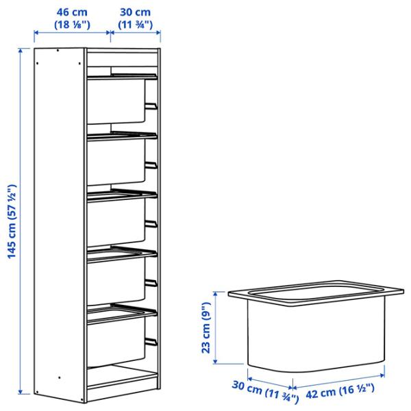 Стеллаж Ikea Trofast 5 145 x 46 x 30см cm / ЛДСП / White photo 2