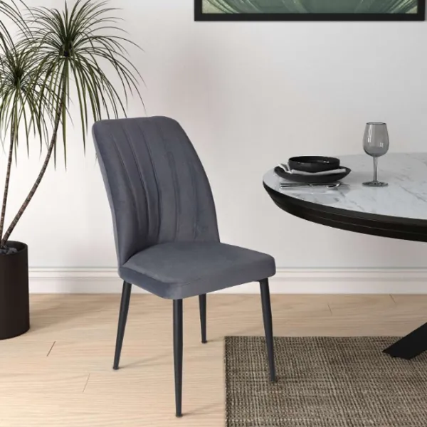 Кухонный стул Fabrik Home VAREL Вельвет/ Тёмно-серый Черный photo 5 Кухонный стул Fabrik Home VAREL Вельвет/ Тёмно-серый Черный photo 5