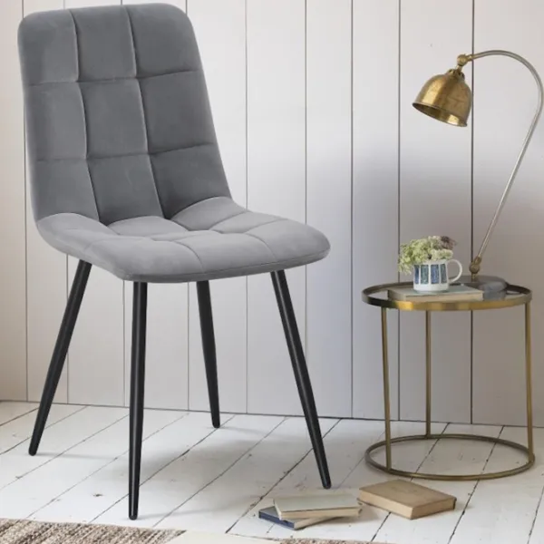 Scaun de bucătărie Fabrik Home Ted Catifea/ Light Gray Black photo 4