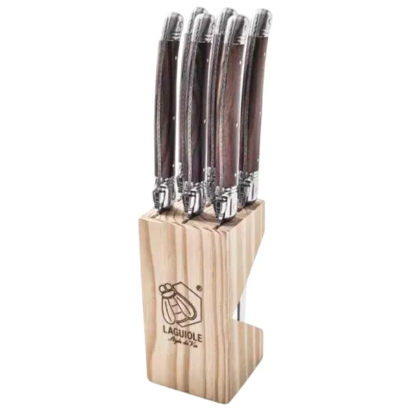 Набор ножей Laguiole Premium Line Нержавеющая сталь / Dark wood photo 1 Набор ножей Laguiole Premium Line Нержавеющая сталь / Dark wood photo 1