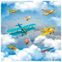 Tapete DECOCODE 018-26-DE Blue / Avioane