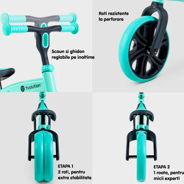 Bicicletă fără pedale Yvolution Y Velo Junior 9"  Aluminiu / Green Black photo 5 Bicicletă fără pedale Yvolution Y Velo Junior 9"  Aluminiu / Green Black photo 5