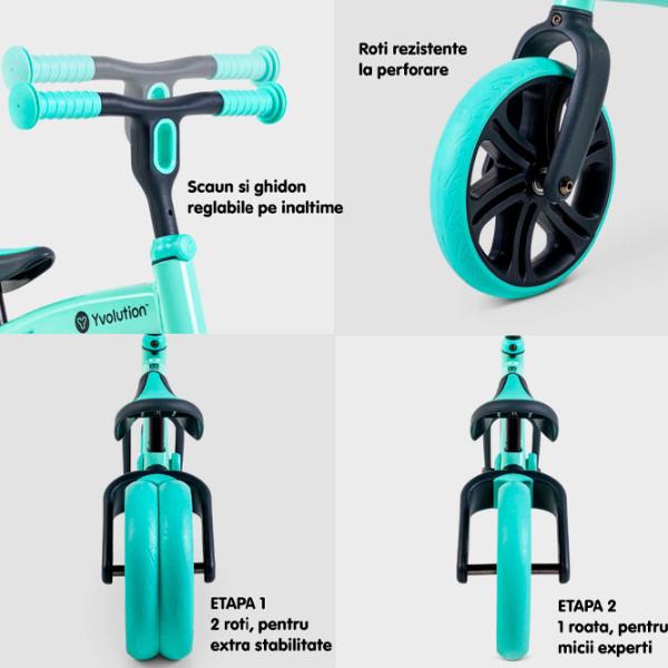 Bicicletă fără pedale Yvolution Y Velo Junior 9"  Aluminiu / Green Black photo 5 Bicicletă fără pedale Yvolution Y Velo Junior 9"  Aluminiu / Green Black photo 5