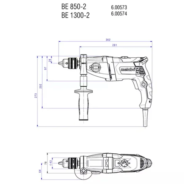 Дрель Metabo BE 850-2 850 Вт / 3100 об/мин photo 5