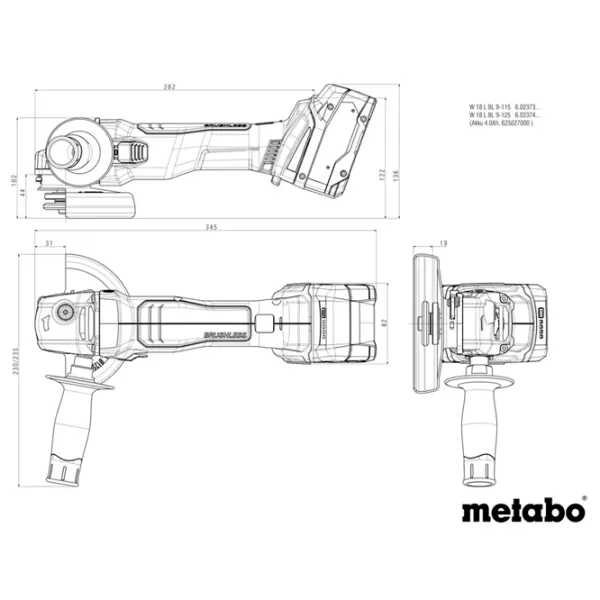 Шлифовальная машина Metabo W 18 L BL 9-125 Угловая / / Зеленый photo 8 Шлифовальная машина Metabo W 18 L BL 9-125 Угловая / / Зеленый photo 8