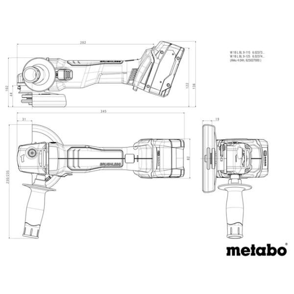 Шлифовальная машина Metabo W 18 L BL 9-125 Угловая / / Зеленый photo 8 Шлифовальная машина Metabo W 18 L BL 9-125 Угловая / / Зеленый photo 8