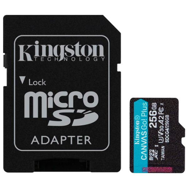 Карта памяти Kingston Canvas Go! Plus Gen 4 256 ГБ MicroSD / UHS-I (U3) photo 1 Карта памяти Kingston Canvas Go! Plus Gen 4 256 ГБ MicroSD / UHS-I (U3) photo 1