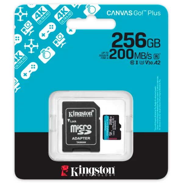 Карта памяти Kingston Canvas Go! Plus Gen 4 256 ГБ MicroSD / UHS-I (U3) photo 3 Карта памяти Kingston Canvas Go! Plus Gen 4 256 ГБ MicroSD / UHS-I (U3) photo 3