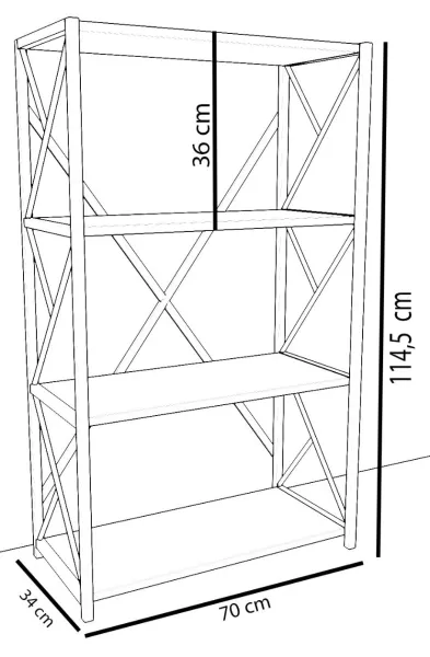 Etajeră Remaks 4 Shelf 114.5 x 70 x 34 cm / PAL / Black photo 4