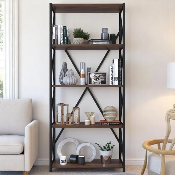 Стеллаж Remaks 5 Shelf 157 x 70 x 34см cm / ЛДСП / Black photo 5