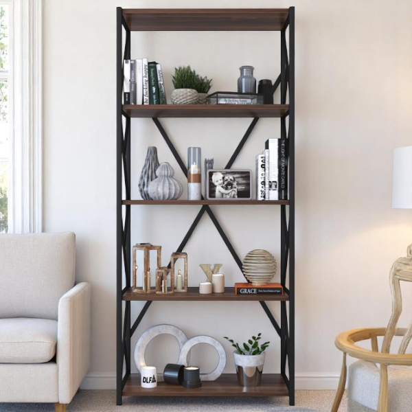 Стеллаж Remaks 5 Shelf 157 x 70 x 34см cm / ЛДСП / Black photo 5