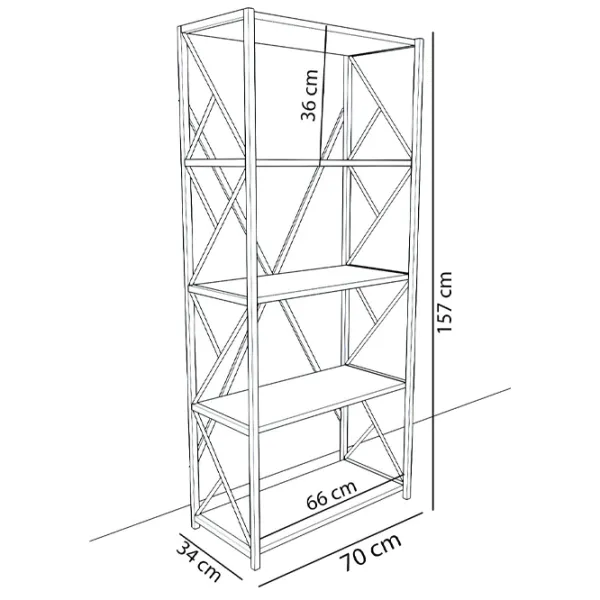 Стеллаж Remaks 5 Shelf 157 x 70 x 34см cm / ЛДСП / Black photo 4