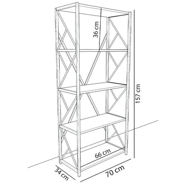 Стеллаж Remaks 5 Shelf 157 x 70 x 34см cm / ЛДСП / Black photo 4