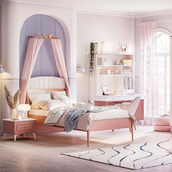 Pat pentru copii Newjoy Dream 120 x 200 cm / MDF / Pink photo 4 Pat pentru copii Newjoy Dream 120 x 200 cm / MDF / Pink photo 4