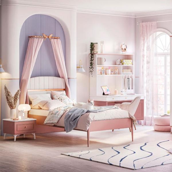 Pat pentru copii Newjoy Dream 120 x 200 cm / MDF / Pink photo 4 Pat pentru copii Newjoy Dream 120 x 200 cm / MDF / Pink photo 4