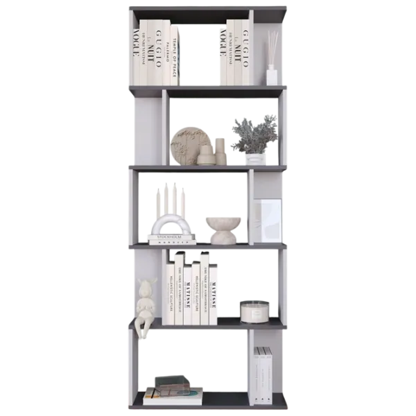 Стеллаж Remaks Asimetrik 5 185 x 72 x 22см cm / ЛДСП / Graphite photo 1