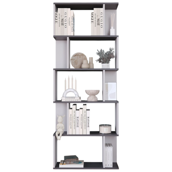 Стеллаж Remaks Asimetrik 5 185 x 72 x 22см cm / ЛДСП / Graphite photo 1