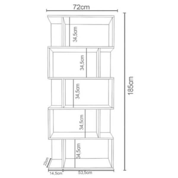Стеллаж Remaks Asimetrik 5 185 x 72 x 22см cm / ЛДСП / Graphite photo 2