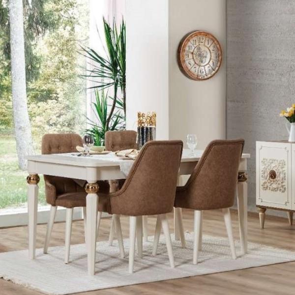 Scaun de bucătărie Dizayno Home Paris Stofă/ Brown White photo 2