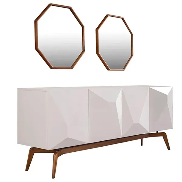 Comodă Seskalar Diamond 80 x 135 x 47 / MDF / Alb photo 1