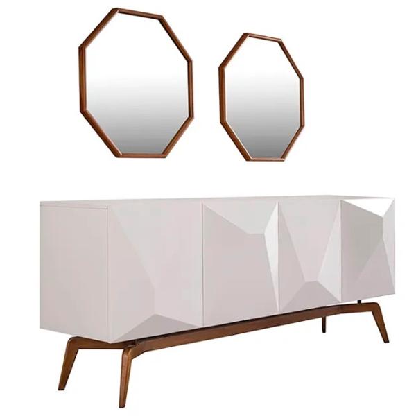 Comodă Seskalar Diamond 80 x 135 x 47 / MDF / Alb photo 1