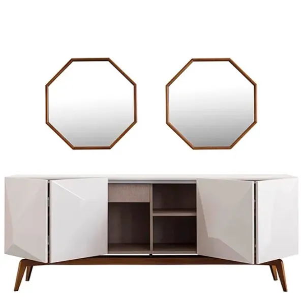 Comodă Seskalar Diamond 80 x 135 x 47 / MDF / Alb photo 2