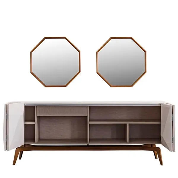 Comodă Seskalar Diamond 80 x 135 x 47 / MDF / Alb photo 3