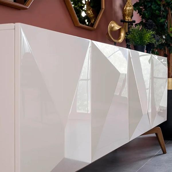 Comodă Seskalar Diamond 80 x 135 x 47 / MDF / Alb photo 4