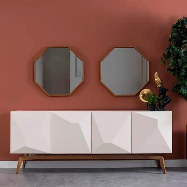 Comodă Seskalar Diamond 80 x 135 x 47 / MDF / Alb photo 6