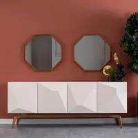 Comodă Seskalar Diamond 80 x 135 x 47 / MDF / Alb photo 6