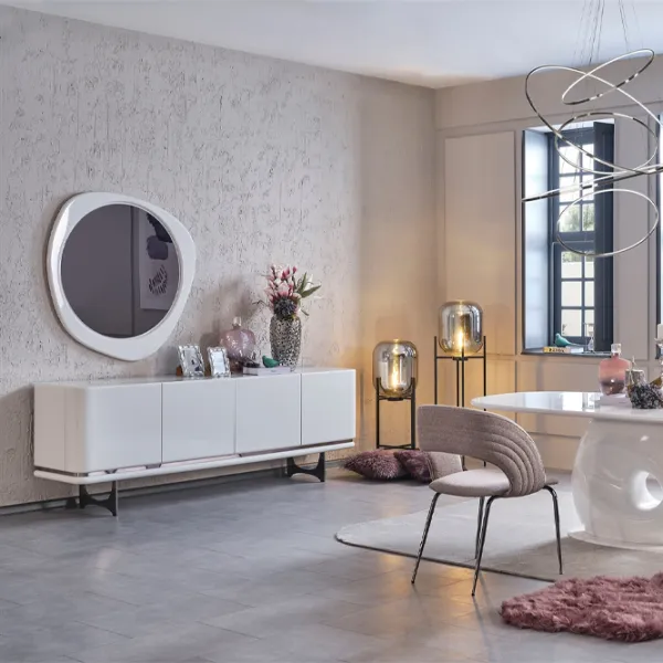 Comodă Seskalar Arke Mirror 80 x 223 x 47 / PAL / Alb photo 2