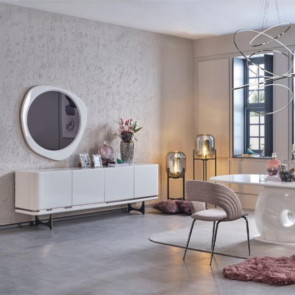Comodă Seskalar Arke Mirror 80 x 223 x 47 / PAL / Alb photo 2