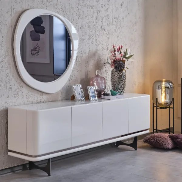 Comodă Seskalar Arke Mirror 80 x 223 x 47 / PAL / Alb photo 3
