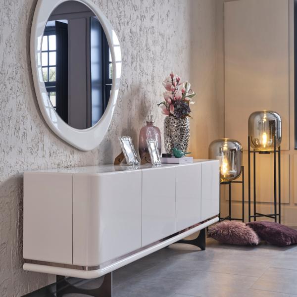Comodă Seskalar Arke Mirror 80 x 223 x 47 / PAL / Alb photo 4