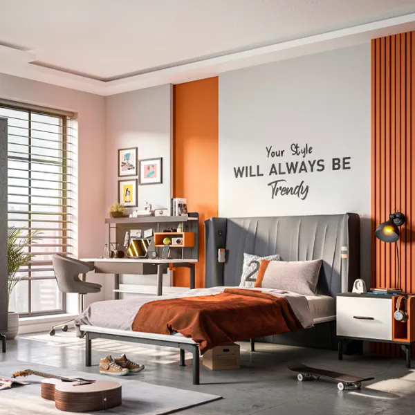 Pat pentru copii Newjoy Trend 120 x 200 cm / MDF / Gray photo 1 Pat pentru copii Newjoy Trend 120 x 200 cm / MDF / Gray photo 1