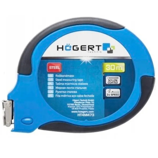 Рулетка Hoegert HT4M473 30 м / Синий photo 1