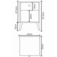 Noptiere Remaks Zambak 1 C 67.5 x 43 x 43 / PAL / White photo 4
