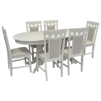 Set masă și scaune Evelin HV-31N Ovală / Lemn / Cream